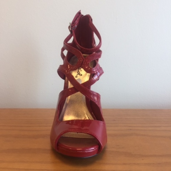 Qupid Red Strappy Heels - Picture 2 of 5